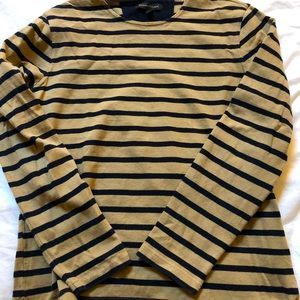 Banana Republic crew neck sweater, tan and blue striped, medium